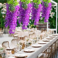 12 Pack Artificial Wisteria Vine Hanging Flowers Silk Floral Garland, 3.4 ft …
