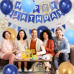 Navy Blue Birthday Decorations, Dark Happy Birthday Party Decorations With Me…