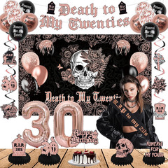 Rose Gold and Black Death to My 20s Decorations – Death to My Twenties Backdr…