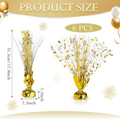 6 Pcs Metallic Foil Spray Centerpiece Party Happy Birthday Gold and Silver Small