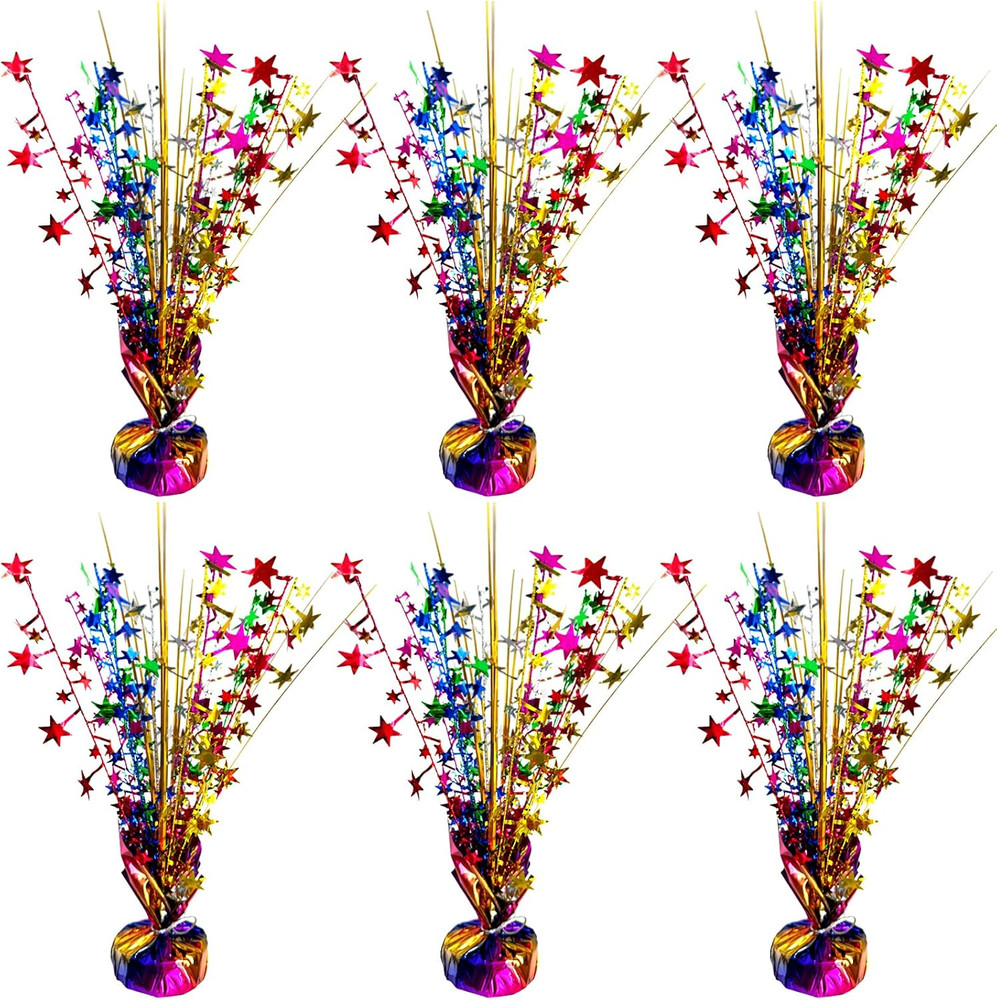 6 Pack Metallic Colorful Table Centerpiece Party Decoration Rainbow Theme Foil S