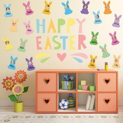 48 PCS Colorful Spring Easter Bunny Shape Paper Cutouts 100 Glue Points DIY