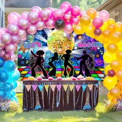 Disco Backdrop Back to 70s 80s 90s Dance Party Decorations Banner Let’s Boogie B