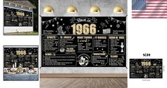 Large Black Gold 60th Birthday Backdrop – Perfect for Celebrating 1966 Themes