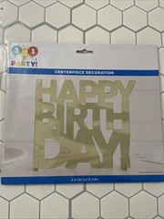 321 Party Happy Birthday Standing Table Centerpiece 8.5” Gold Stand Decor Supply