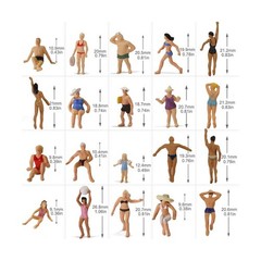 Evemodel P8719 40pcs Model Trains Swimming Figures 1:87 Scale HO Scale People…