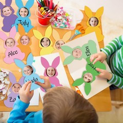 48 PCS Colorful Spring Easter Bunny Shape Paper Cutouts 100 Glue Points DIY
