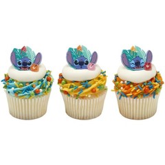 Lilo & Stitch Cupcake Rings 24 Pack Food Safe Cake Toppers for Parties