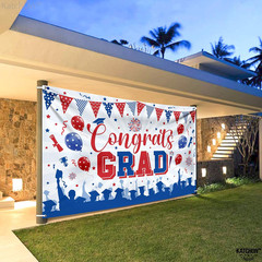 , Red and Blue Congratulations Banner, XtraLarge, 72×44 Inch, Graduation Backdro
