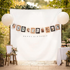 59X59 Inch Happy Birthday Backdrop Tapestry Minimalist Happy Birthday Banner Whi