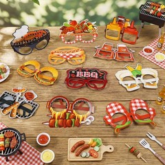 36 Pcs BBQ Party Decorations Eyeglasses Barbecue Themed Paper Glasses Decor B…