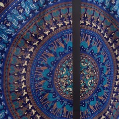 100% cotton mandala,blue turquoise oriental curtains with loops boho style