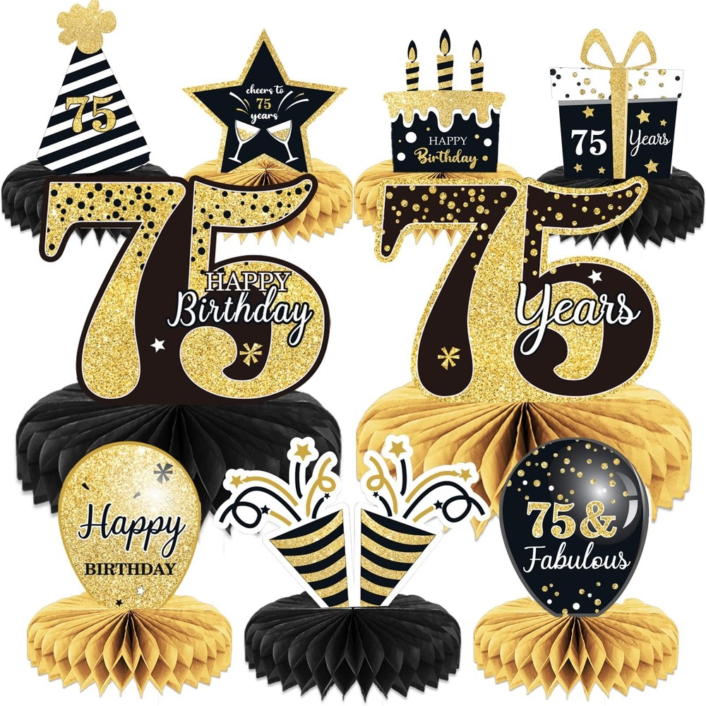 9 Pieces 75th Birthday decorations 75th birthday centerpieces for Tables Deco…