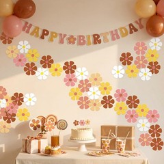 Retro Flower Cutouts Daisy Decor Hippie Paper Cutouts for Birthday