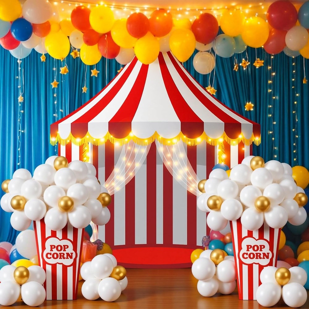 103 Pcs Carnival Circus Party Decorations Set Includes Red White Circus Tent Bac