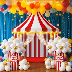 103 Pcs Carnival Circus Party Decorations Set Includes Red White Circus Tent Bac
