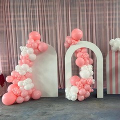 Pink and White Balloons Arch Kit, 124pcs Light Pink White Transparent Balloon…