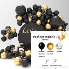 Black & gold balloon garland kit-116 Pcs