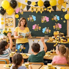 48 Pcs Honey Bee Cutout for Bulletin Board Decoration with Photo Yellow Cute …