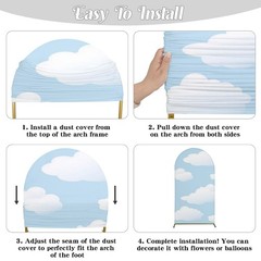 Blue Sky White Clouds Arch Backdrop Cover Boys Party Personalised Background