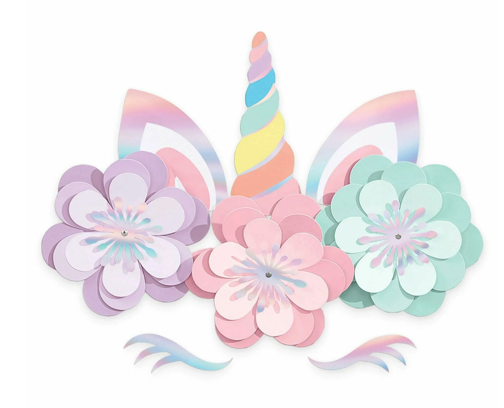 ENCHANTED UNICORN Magical Rainbow/Floral 8 Pc. Cutouts Wall Decorating Kit NEW