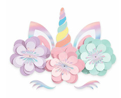 ENCHANTED UNICORN Magical Rainbow/Floral 8 Pc. Cutouts Wall Decorating Kit NEW