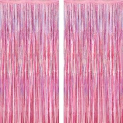 2 Pack Glitter Pink Backdrop, 3.28 FT x 7.05 FT Birthday 2 PCS Glitter pink