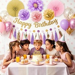 Pink and Purple Decorations for Girl, Purple Pink Gold Confetti Balloons Happ…