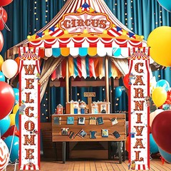 3Pcs Carnival Circus Porch Sign Banner Circus Party Awning Hanging Banner Carniv