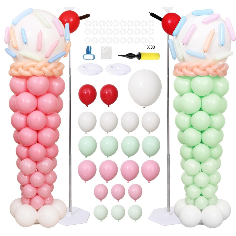 Ice Cream Balloon Column Stand Kit Set of 2, 7 Feet Height Ice Cream Adjustab…