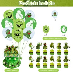Frog Party Decorations,Kermit Frog Birthday Party Supplies Includes Banner- Cake