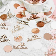 Happy 50th Birthday Decorations Rose Gold for Women,50 and Fabulous Round Tab…