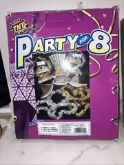 TNT 72 Pc Party For 8 – Hats, Streamers, Horns & 6 Pc Party Poppers Gold/Silver