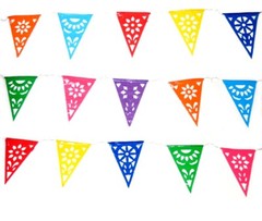 Triangle Plastic Mexican Banner- Multicolored 25ft Long