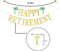 Gold Glittery Happy Retirement Banner, Official Retired Decor – Retirement Party