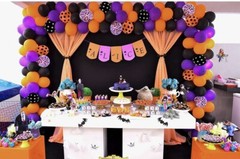 Halloween Balloon Garland Arch kit with Black, Orange, Purple And Spiders