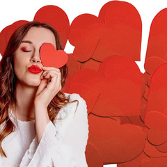 50 Pcs Heart Cutouts Paper 4 Inch and 2 Inch Valentine’S Day Cut Outs Table Deco