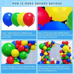 Red Blue Green Yellow Balloons, 136pcs Colorful Latex Balloons with Different…