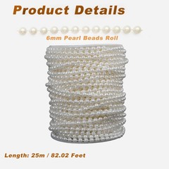 Craft String Pearls 6mm Faux String of Pearls 82 Feet Pearl Garlands Spool Pe…