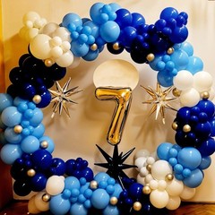 Soccer Balloons, 50pcs Metallic Blue Silver Balloons, White Pearl Navy Blue B…
