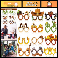 48 Pcs Cowboy Photo Booth Props – Western Party Favors & Wild West Decor Supplie