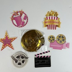 Movie Night Birthday Party Supplies Pink 78 Pc Tableware Decor Set cinema senior