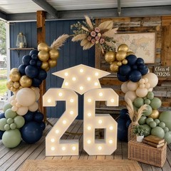 Bold 26 Marquee Numbers – Class of 2026 Graduation Decor Set