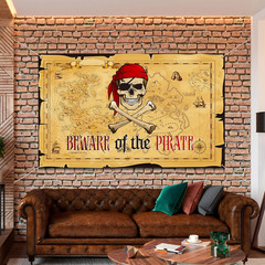 Pirate Party Backdrop Pirate Treasure Map Background Nautical Theme Wall Hanging
