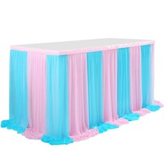 9ft Pink and Blue Gender Reveal Table Skirt for Baby Shower Boy or Girl Tulle…
