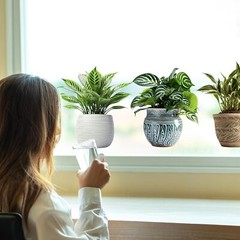 Potted Plants Window Clings 3pcs Simulated Green Leaves Multi-colored