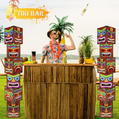12 Pcs Luau Party Decorations Tiki Totem Pole Decor Column Card Stock 68.8 Inch