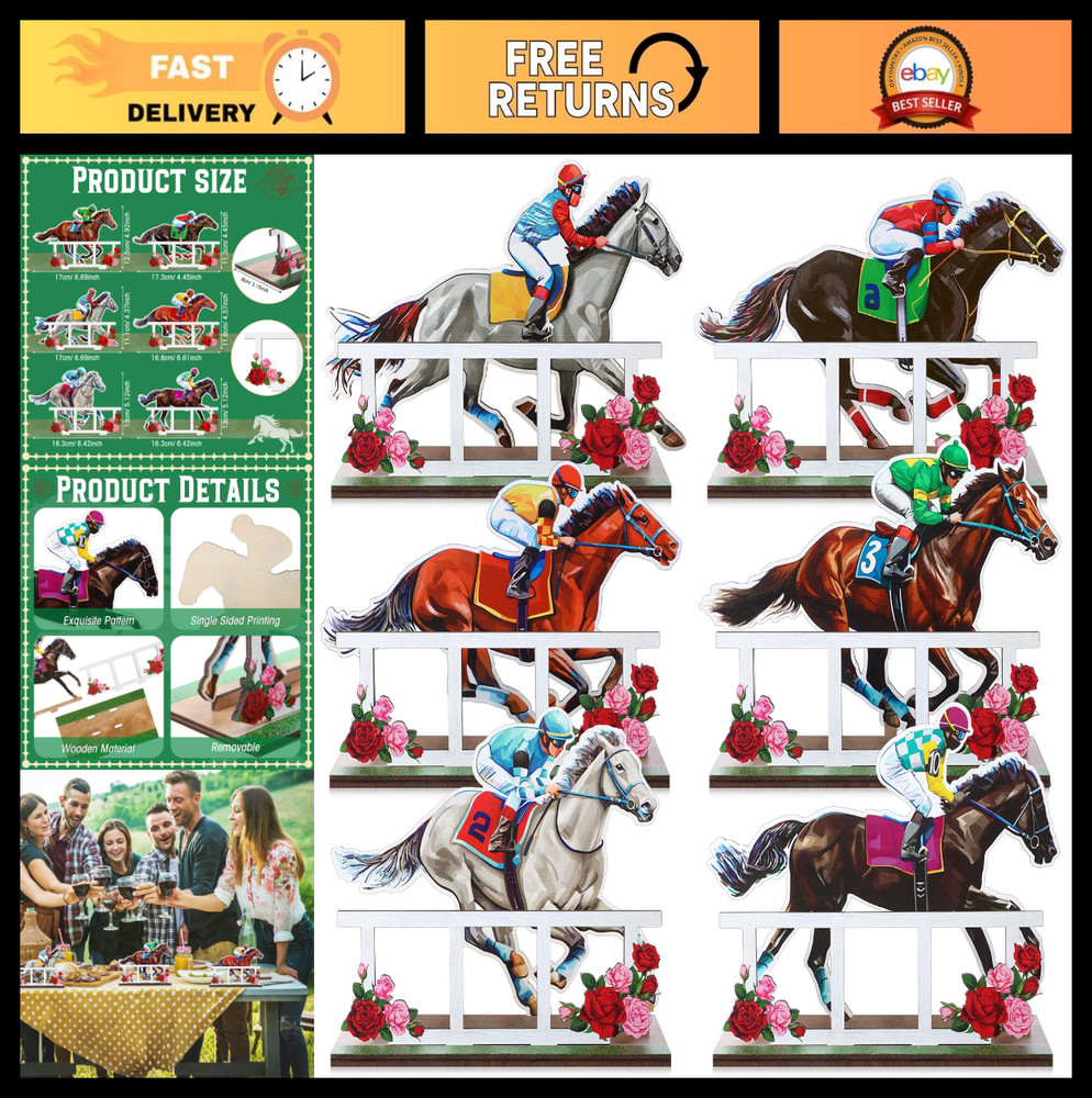 6 Pcs Horse Racing Table Centerpieces – Derby Tiered Tray Decor for Events & Cel