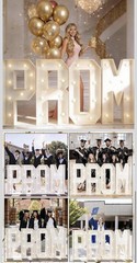 White Plastic PROM Marquee Letters Set, Solid Light Up Graduation Theme Decor