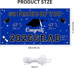 66×34″ 2026 Graduation Backdrop Banner Congrats Grad Class of 2026 Party Decor